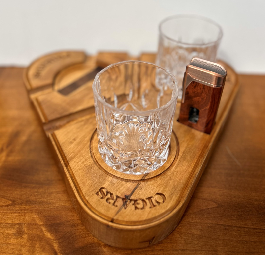 Whiskey and Cigar tray for two