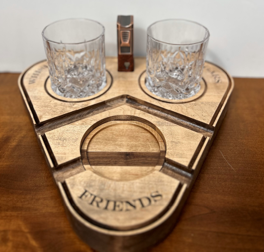 Whiskey and Cigar tray for two